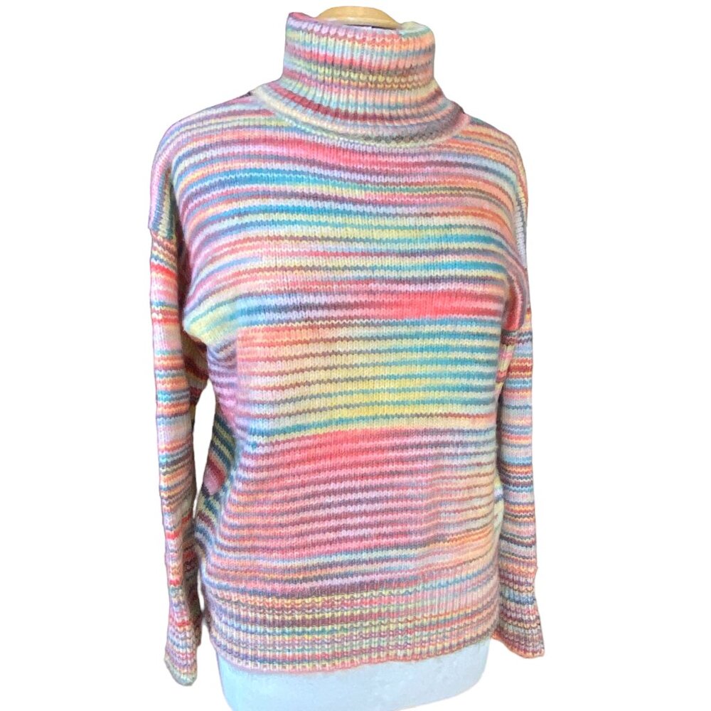 Love Token Holly Rainbow Stripe Turtleneck Sweater Space Dye Twee-S